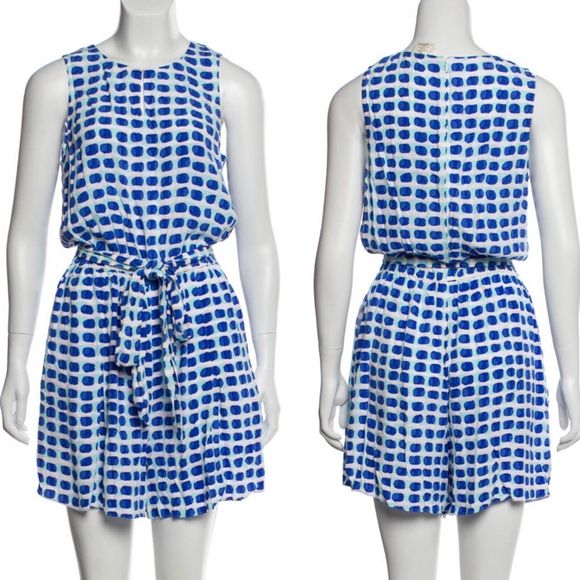 Kate Spade Shorts Romper Blue Seaside Stamp Sleeveless Belted Zip Up Medium - Picture 2 of 12